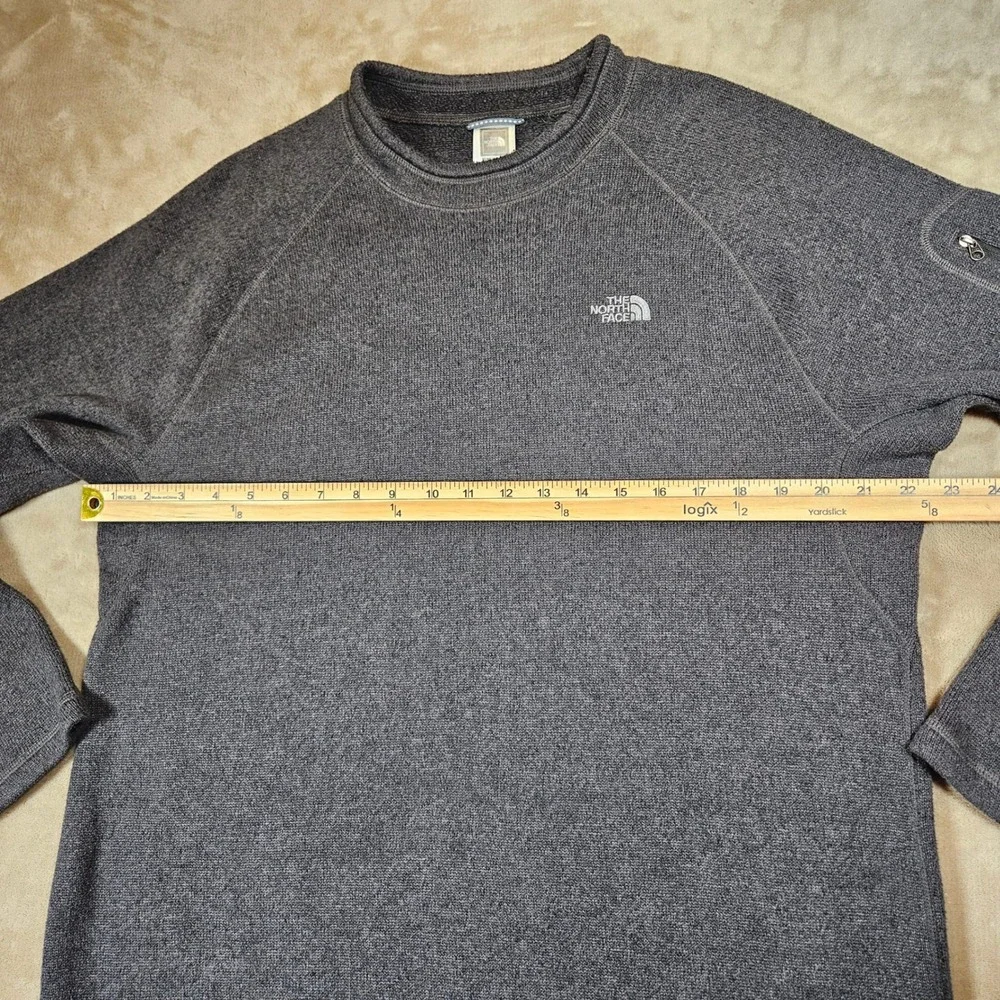 Vtg The North Face Mens Gray Knit Pullover Sweater Lg Pocket Raglan Sleeve Y2K